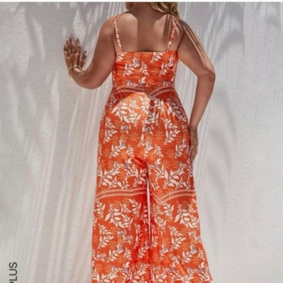 NWOT SHEIN 4x gorgeous orange summer jumpsuit - Picture 2 of 8